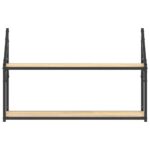 Étagère murale 2 niveaux chêne sonoma 80x21x51 cm – Image 2