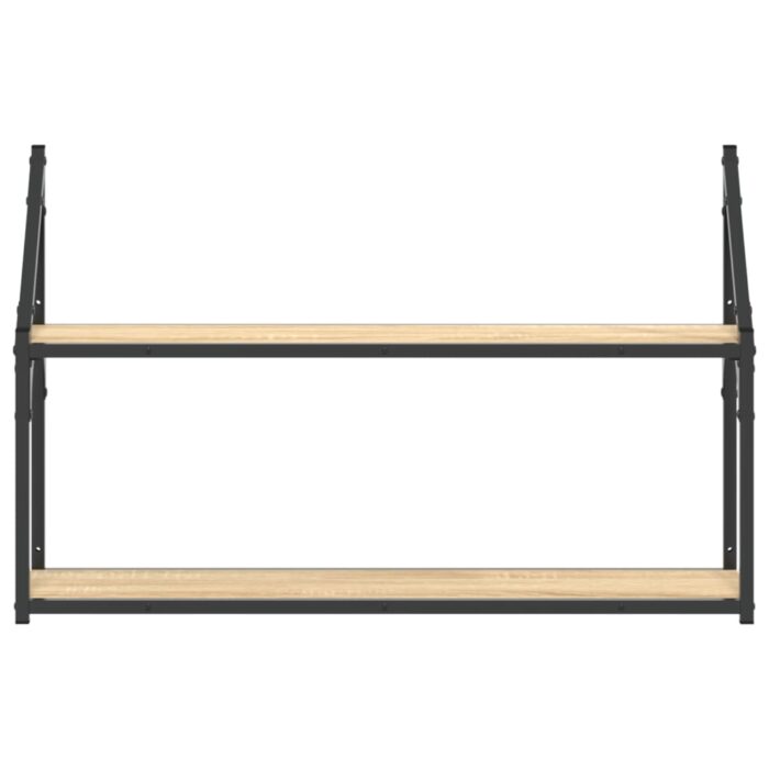 Étagère murale 2 niveaux chêne sonoma 80x21x51 cm – Image 2