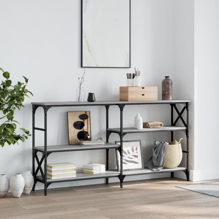 Table console sonoma gris 150x29x76,5 cm bois d'ingénierie – Image 1