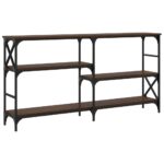 Table console chêne marron 150x29x76,5 cm bois d'ingénierie – Image 4