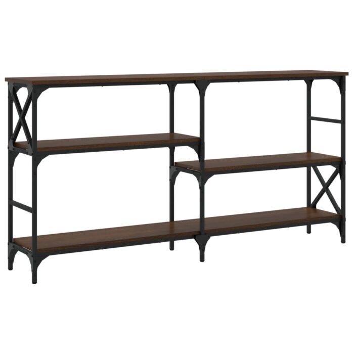 Table console chêne marron 150x29x76,5 cm bois d'ingénierie – Image 4
