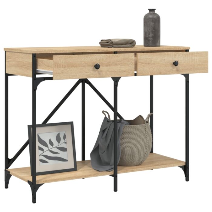 Table console chêne sonoma 100x39x78,5 cm bois d'ingénierie – Image 2