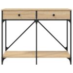 Table console chêne sonoma 100x39x78,5 cm bois d'ingénierie – Image 4