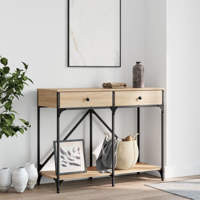 VXL8721012126466_m_en_hd_1.jpg Table console chêne sonoma 100x39x78,5 cm bois d'ingénierie – Image 1