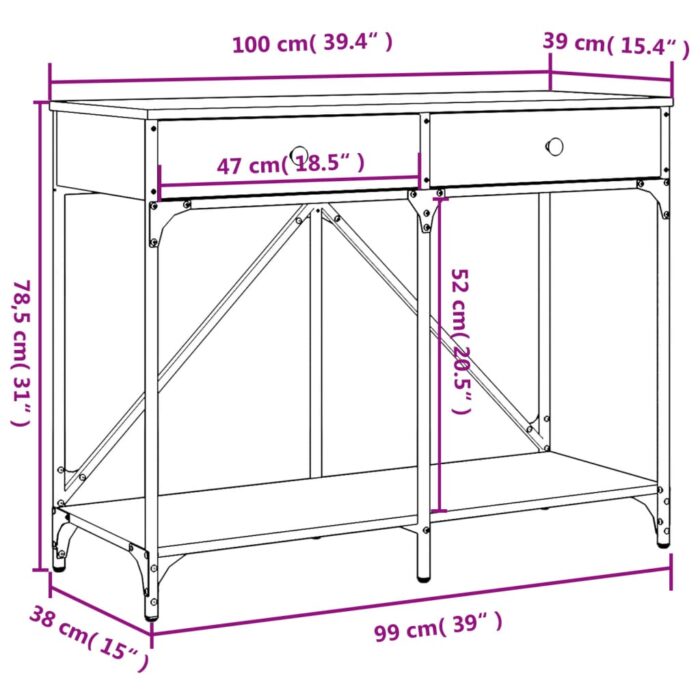 Table console sonoma gris 100x39x78,5 cm bois d'ingénierie – Image 9