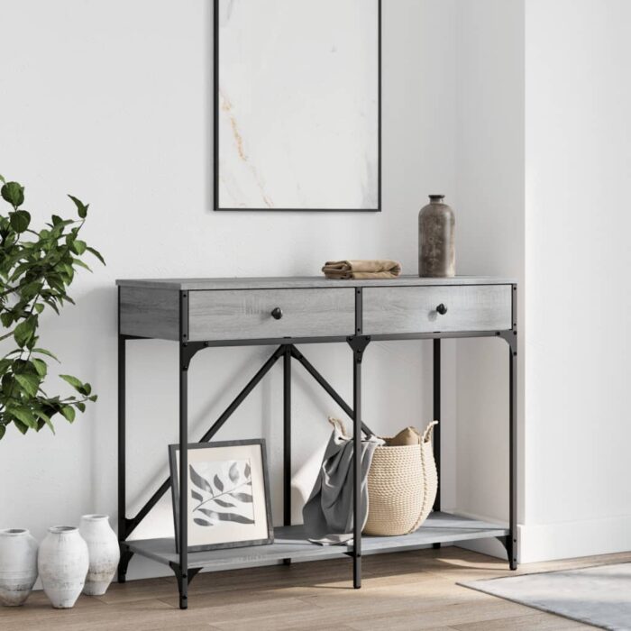 Table console sonoma gris 100x39x78,5 cm bois d'ingénierie – Image 1