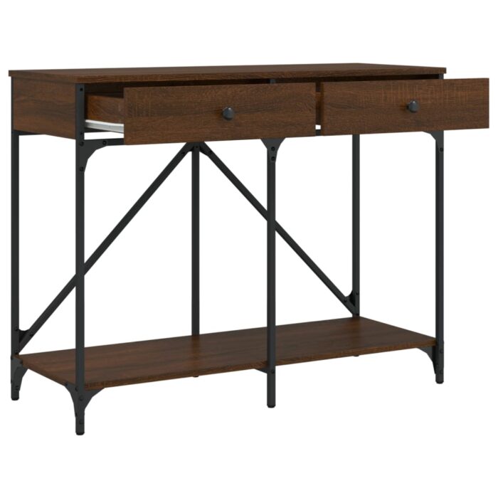 Table console chêne marron 100x39x78,5 cm bois d'ingénierie – Image 3