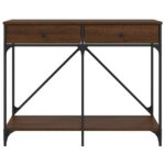 Table console chêne marron 100x39x78,5 cm bois d'ingénierie – Image 4