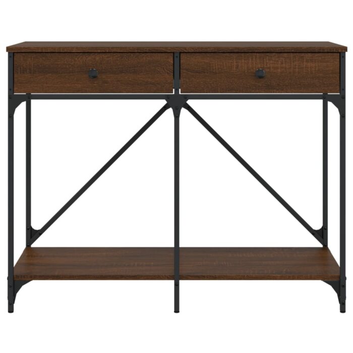 Table console chêne marron 100x39x78,5 cm bois d'ingénierie – Image 4