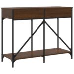 Table console chêne marron 100x39x78,5 cm bois d'ingénierie – Image 6