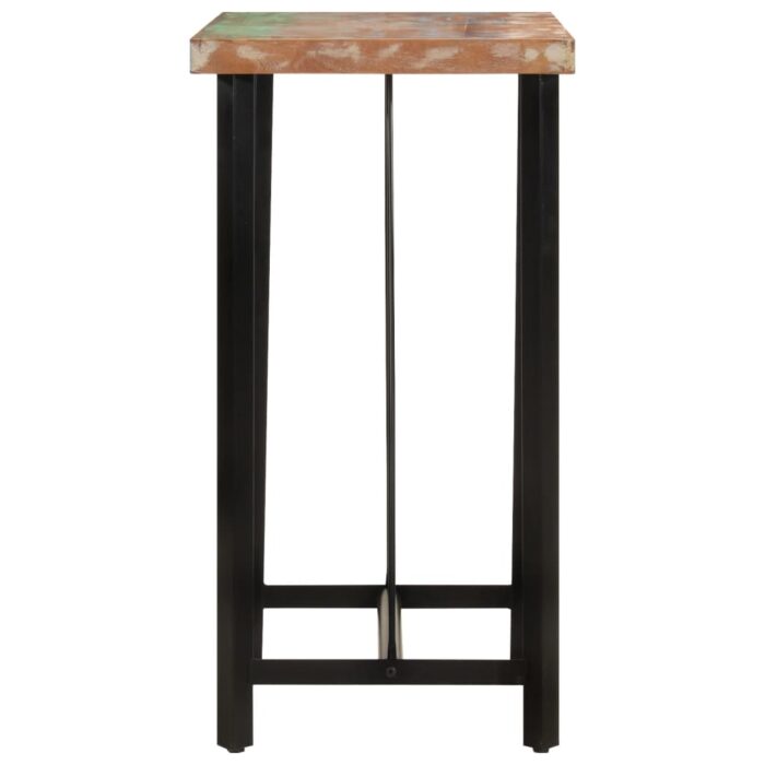 Table de bar 55x55x107 cm bois massif de récupération et fer – Image 2