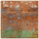 Table de bar 55x55x107 cm bois massif de récupération et fer – Image 3