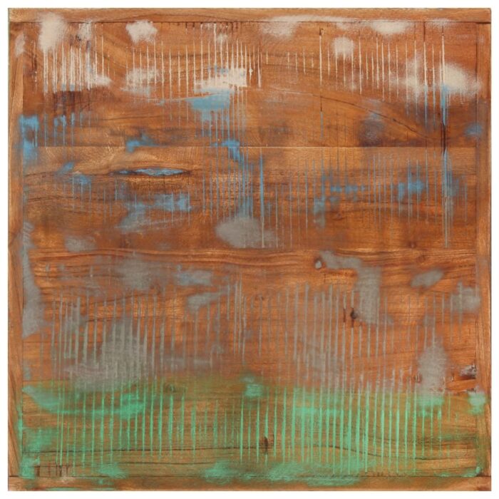 Table de bar 55x55x107 cm bois massif de récupération et fer – Image 3