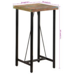 Table de bar 55x55x107 cm bois massif de récupération et fer – Image 7