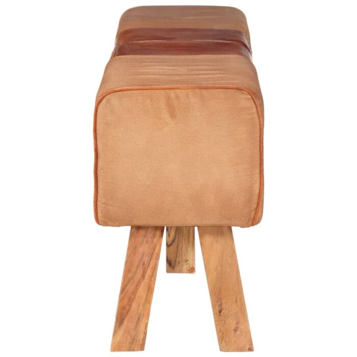 Banc de gymnastique marron 160 cm cuir véritable et toile – Image 2