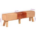 Banc de gymnastique marron 160 cm cuir véritable et toile – Image 6