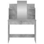 Coiffeuse avec miroir gris béton 96x39x142 cm – Image 2