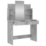 Coiffeuse avec miroir gris béton 96x39x142 cm – Image 3