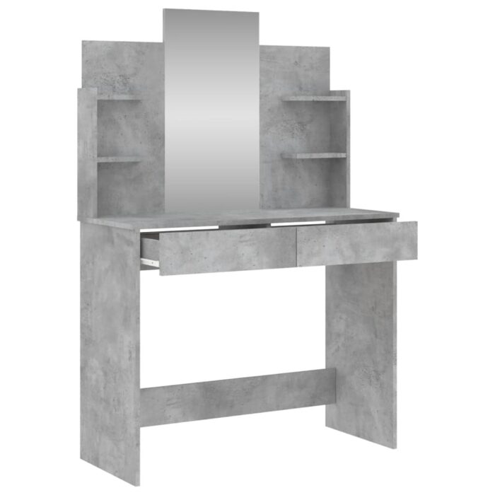 Coiffeuse avec miroir gris béton 96x39x142 cm – Image 3