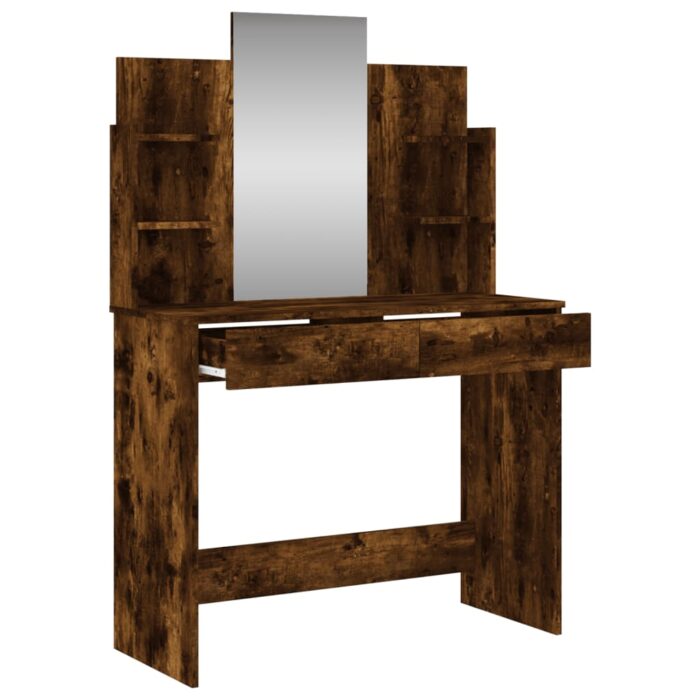 Coiffeuse avec miroir chêne fumé 96x39x142 cm – Image 3