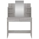 Coiffeuse avec miroir sonoma gris 96x39x142 cm – Image 2