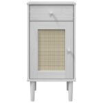 Table de chevet SENJA aspect de rotin blanc bois de pin massif – Image 3