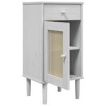 Table de chevet SENJA aspect de rotin blanc bois de pin massif – Image 4