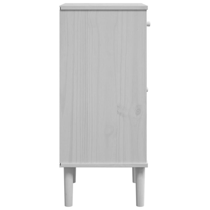 Table de chevet SENJA aspect de rotin blanc bois de pin massif – Image 5