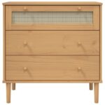 Commode SENJA aspect de rotin marron bois de pin solide – Image 3
