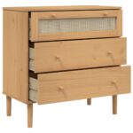 Commode SENJA aspect de rotin marron bois de pin solide – Image 4