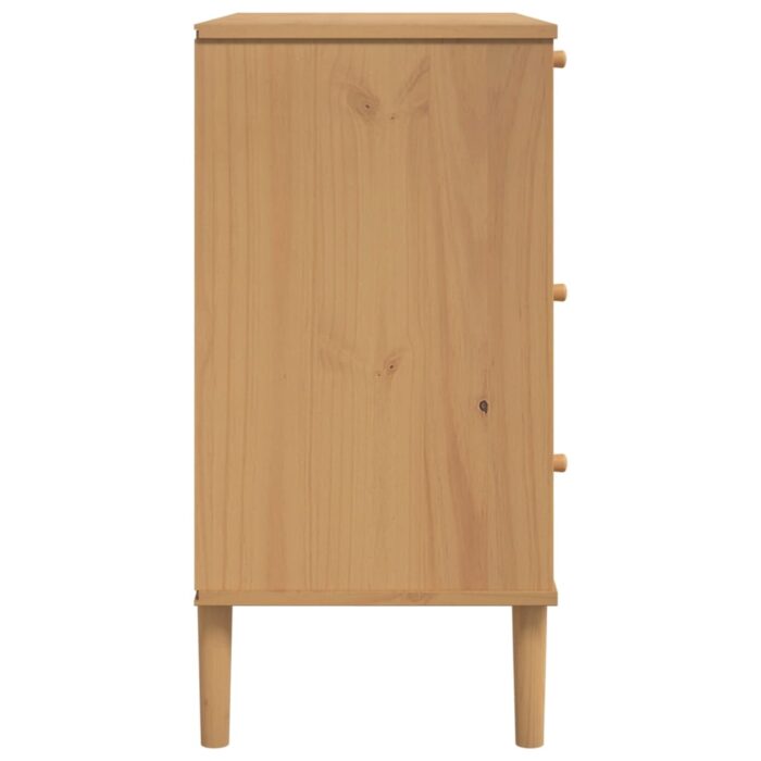 Commode SENJA aspect de rotin marron bois de pin solide – Image 5
