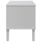 Meuble TV SENJA aspect rotin blanc 106x40x49cm bois massif pin – Image 5