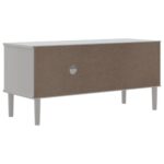 Meuble TV SENJA aspect rotin blanc 106x40x49cm bois massif pin – Image 6