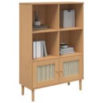 Bibliothèque SENJA aspect de rotin marron bois massif de pin – Image 2