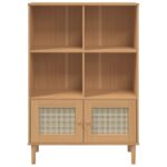 Bibliothèque SENJA aspect de rotin marron bois massif de pin – Image 3