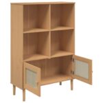 Bibliothèque SENJA aspect de rotin marron bois massif de pin – Image 4