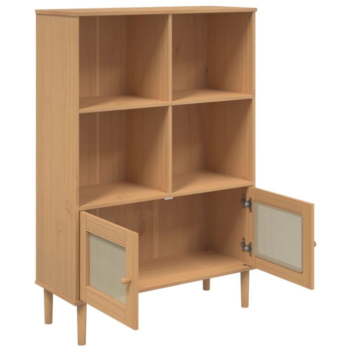 Bibliothèque SENJA aspect de rotin marron bois massif de pin – Image 4