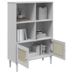 Bibliothèque SENJA aspect de rotin blanc bois massif de pin – Image 2