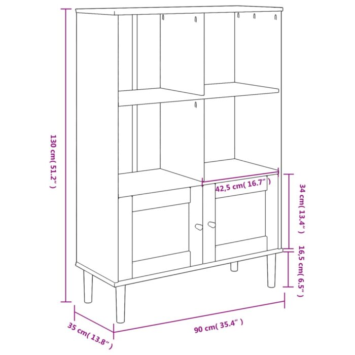 Bibliothèque SENJA aspect de rotin blanc bois massif de pin – Image 8