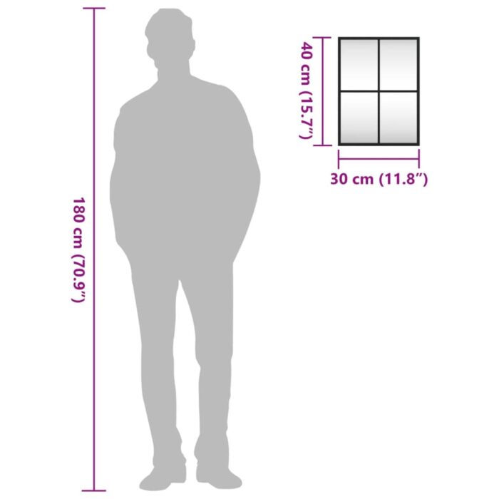 Miroir mural noir 30x40 cm rectangulaire fer – Image 7