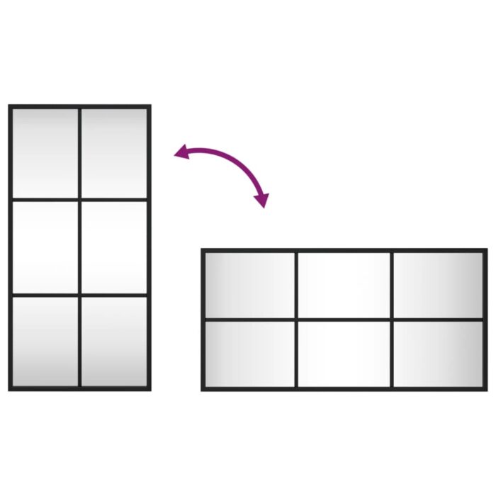 Miroir mural noir 30x60 cm rectangulaire fer – Image 5