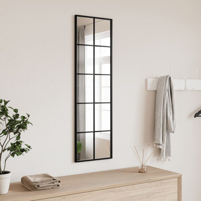 Miroir mural noir 30x100 cm rectangulaire fer – Image 1
