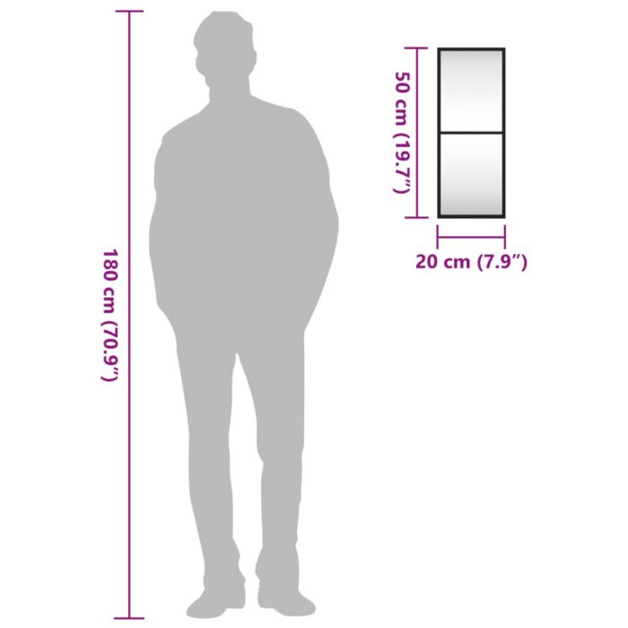 Miroir mural noir 20x50 cm rectangulaire fer – Image 7