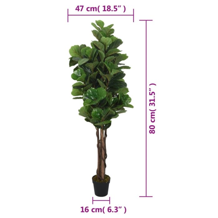 Ficus lyrata artificiel 96 feuilles 80 cm vert – Image 4