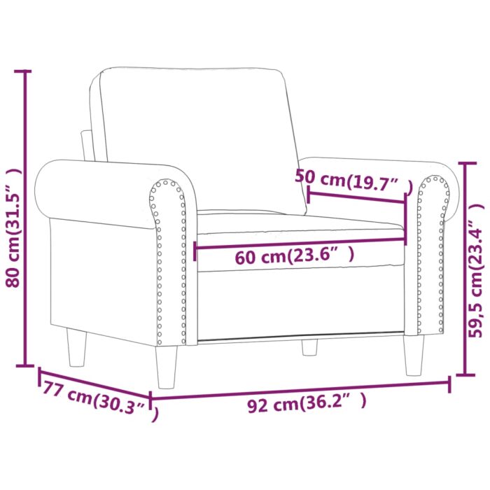 Fauteuil Crème 60 cm Similicuir – Image 6