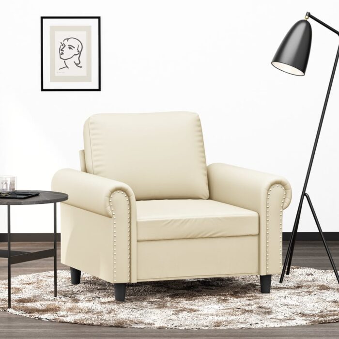 Fauteuil Crème 60 cm Similicuir – Image 1