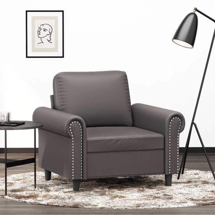 Fauteuil Gris 60 cm Similicuir – Image 1
