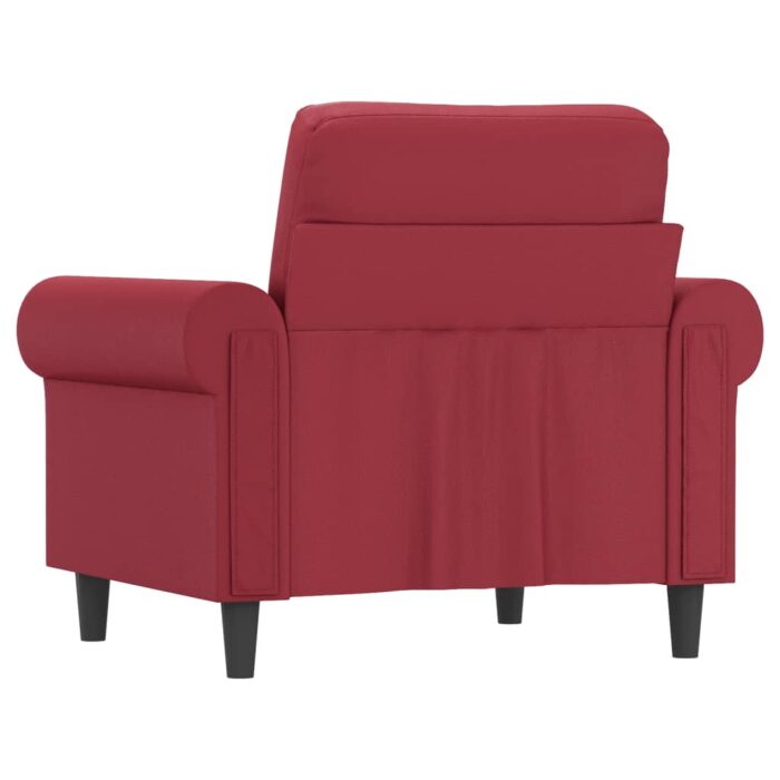 Fauteuil Rouge bordeaux 60 cm Similicuir – Image 3