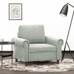 Fauteuil Gris clair 60 cm Velours