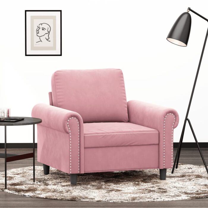 Fauteuil Rose 60 cm Velours – Image 1